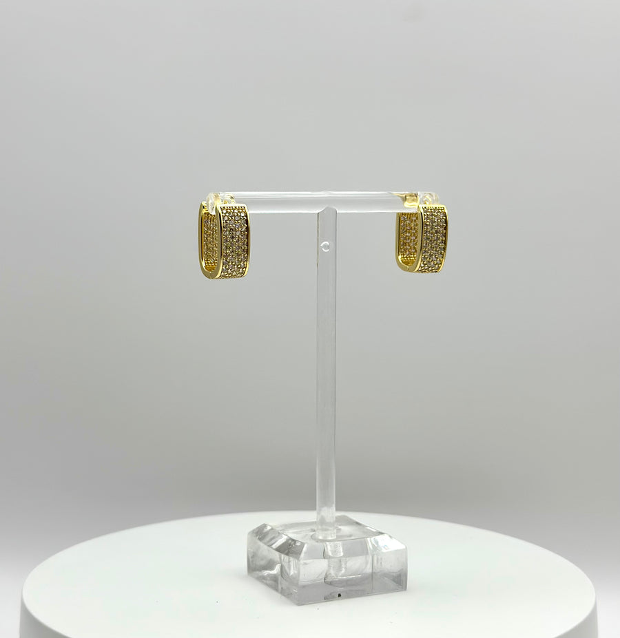 Rectangular Pave Huggie Earrings