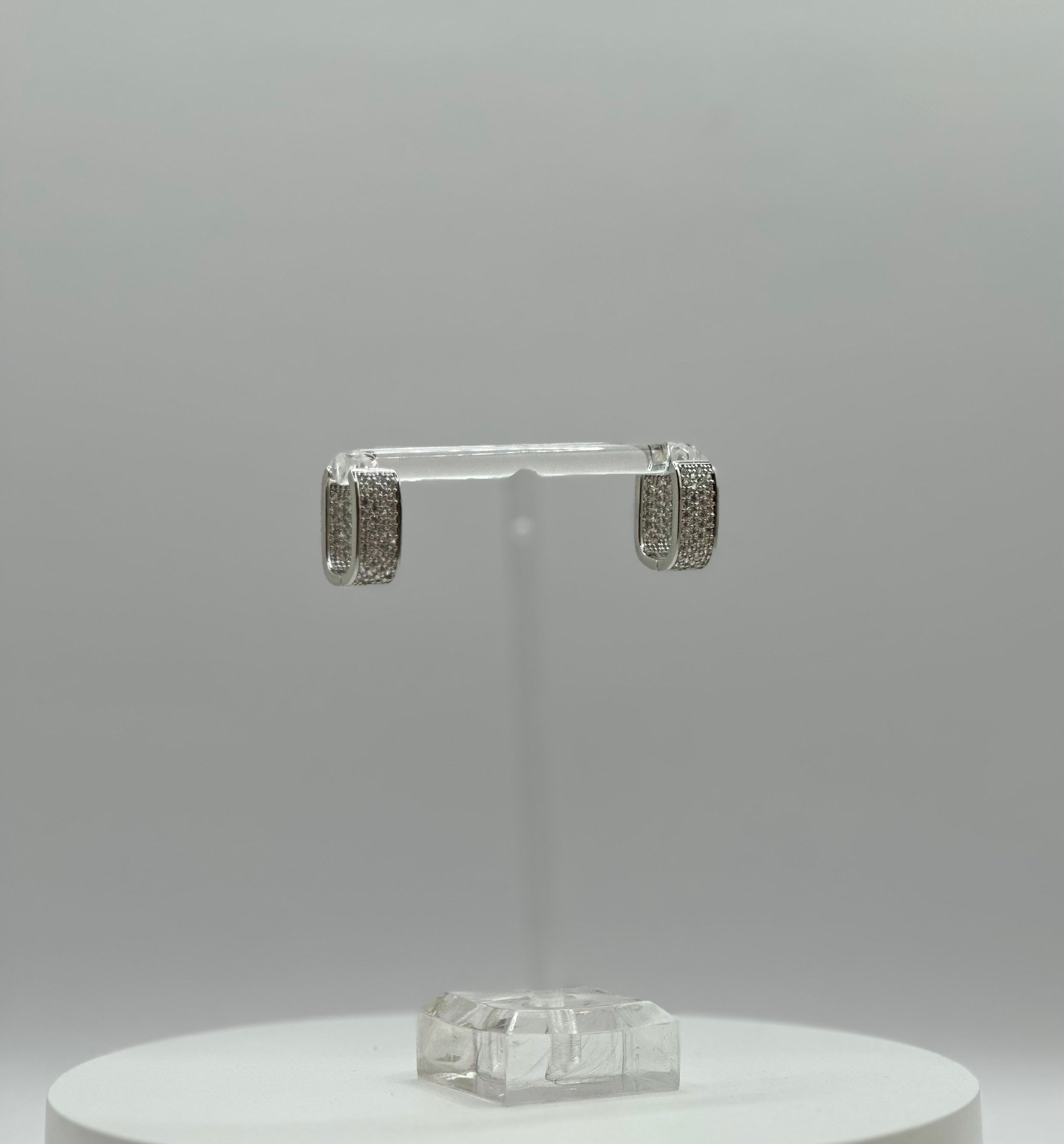 Rectangular Pave Huggie Earrings