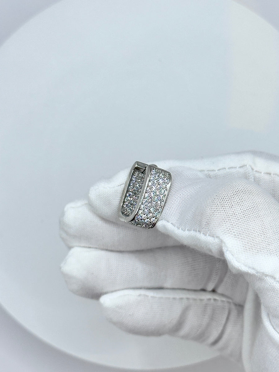 Rectangular Pave Huggie Earrings