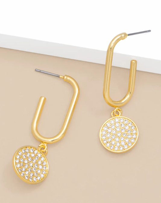 Pavé Disc Drop Earrings