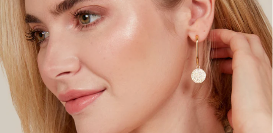 Pavé Disc Drop Earrings