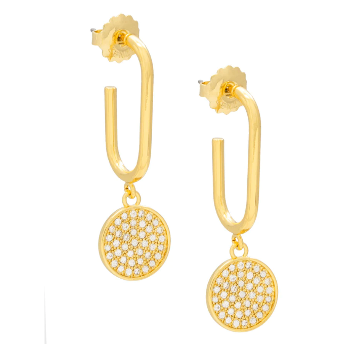 Pavé Disc Drop Earrings