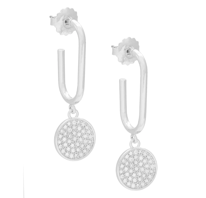 Pavé Disc Drop Earrings