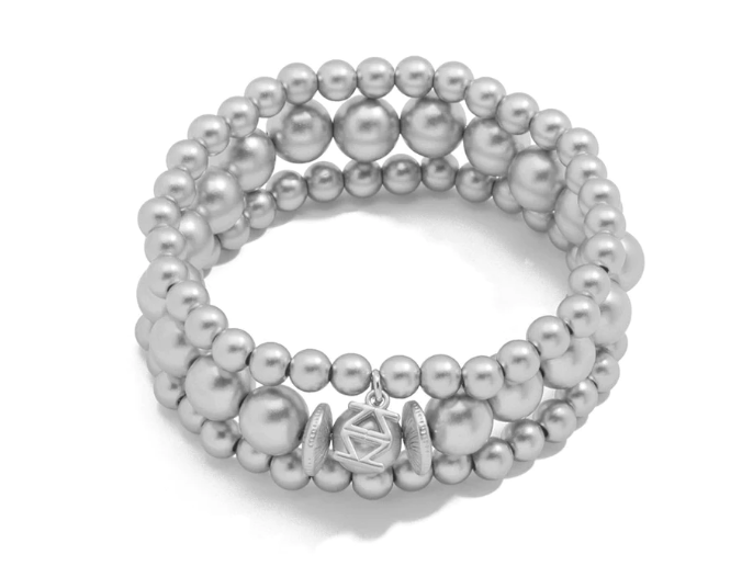 Metallic Stretch Three Band Beaded Bracelet