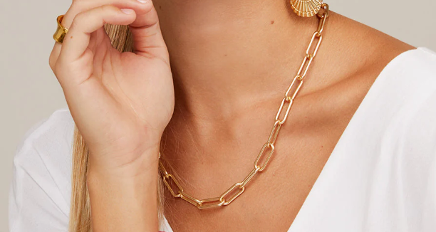 Large Paperclip Link Gold Necklace