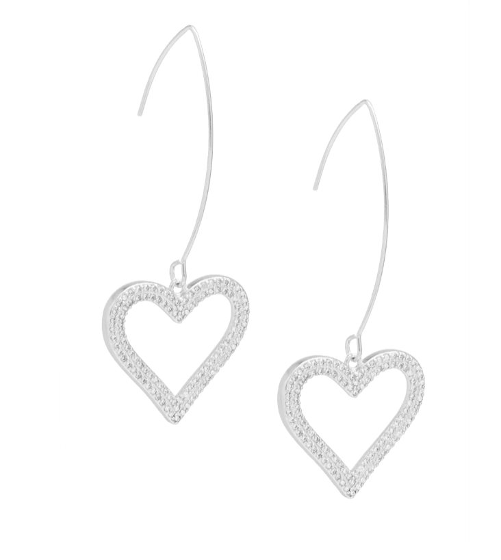 Pavé Heart Long Drop Earring