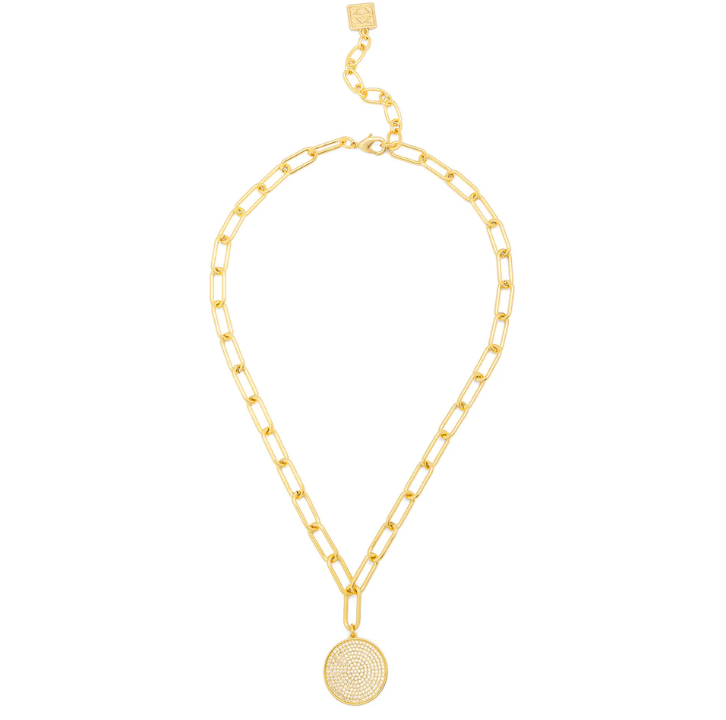 Gold Pavé Pendant Paperclip Collar Necklace