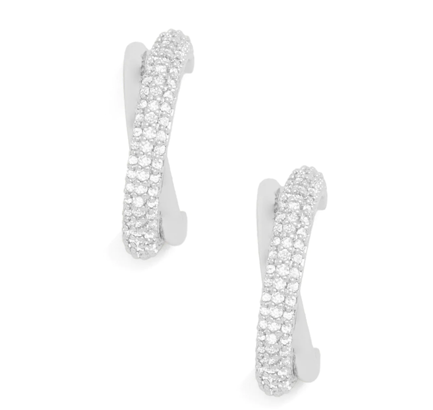 Cross-Layer Pavé Hoop Earrings