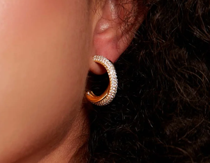 Cross-Layer Pavé Hoop Earrings