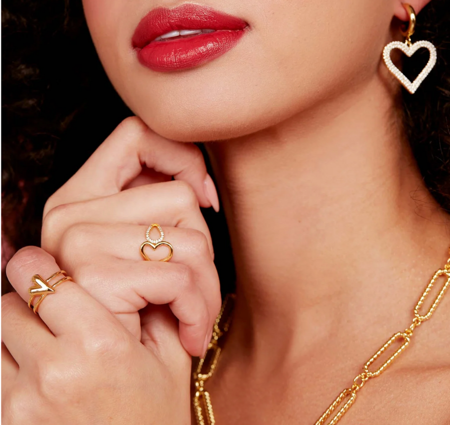 Gold Open Heart Adjustable Ring