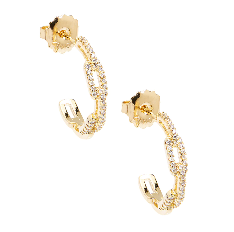 Pavé Crystal Link Hoop Earrings