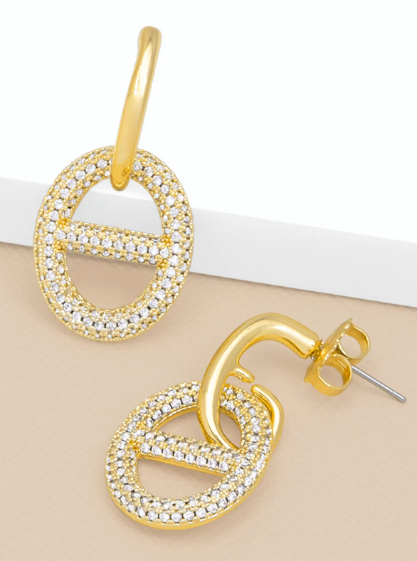 Pavé Mariner Link Drop Earrings