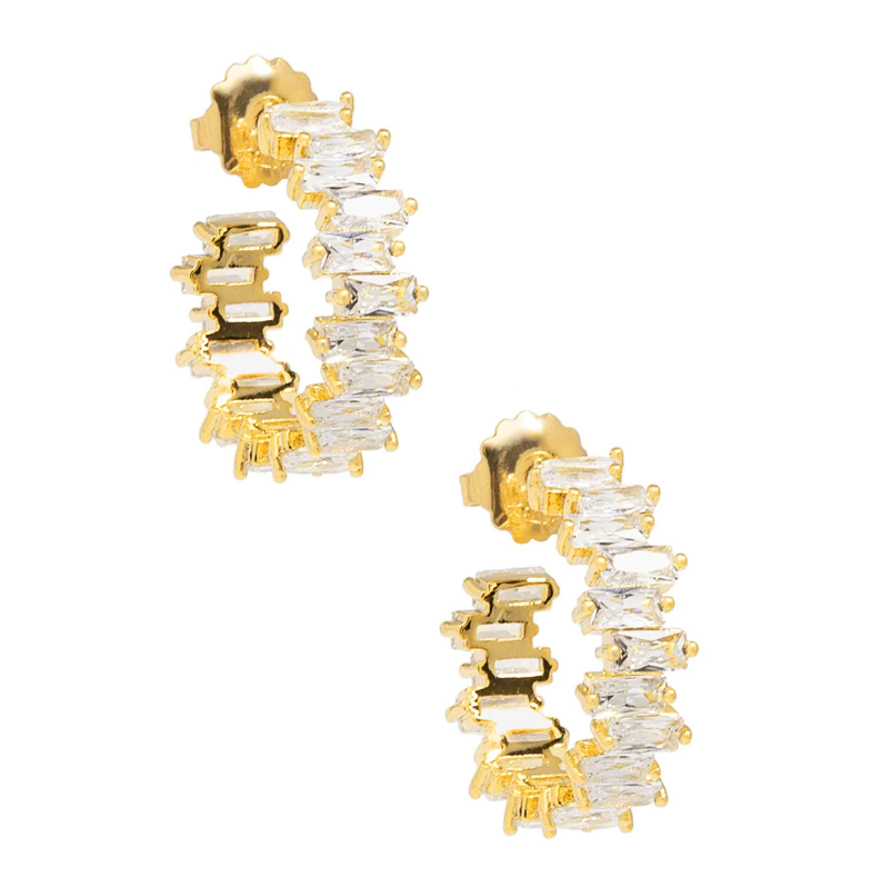 Stacked Crystal Gold Hoops